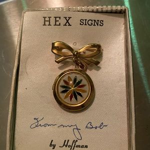 Vintage Hex locket pin